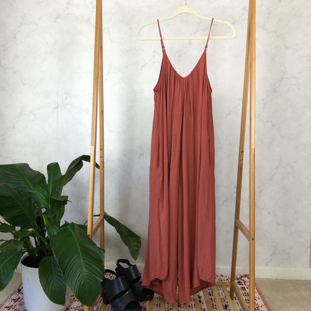 UO silence + noise Rust Wide Leg Crop Jumpsuit - Picture 7 of 7